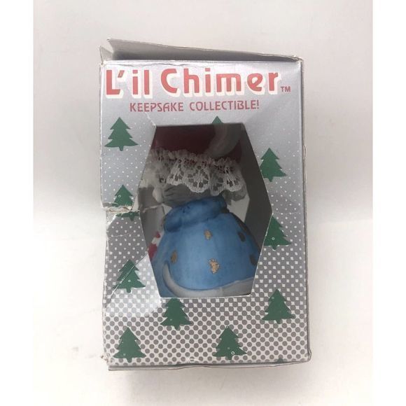 Vintage Lil Chimers‎ Christmas Ornament Bell Jasco Bisque Porcelain Mouse 1985 - Picture 2 of 12